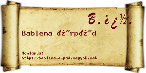 Bablena Árpád névjegykártya