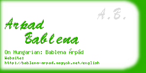 arpad bablena business card